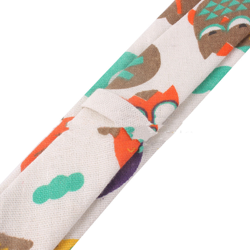 Cartoon Men and Women Tie Cotton, Linen Animal and Plant Print Tie Narrow Version 6Cm dylinoshop