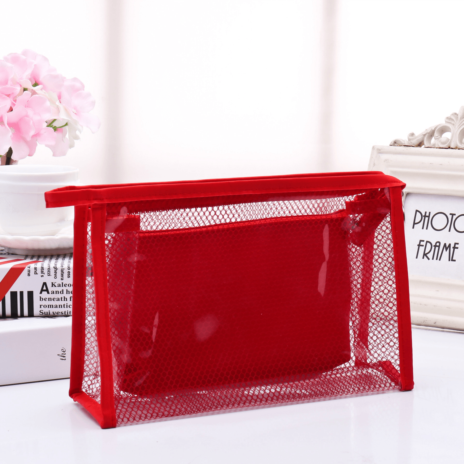 Honana BX-112 Waterproof PVC Cosmetic Bags Two-Piece Suit Net Travel Makeup Transparent Bag MRSLM