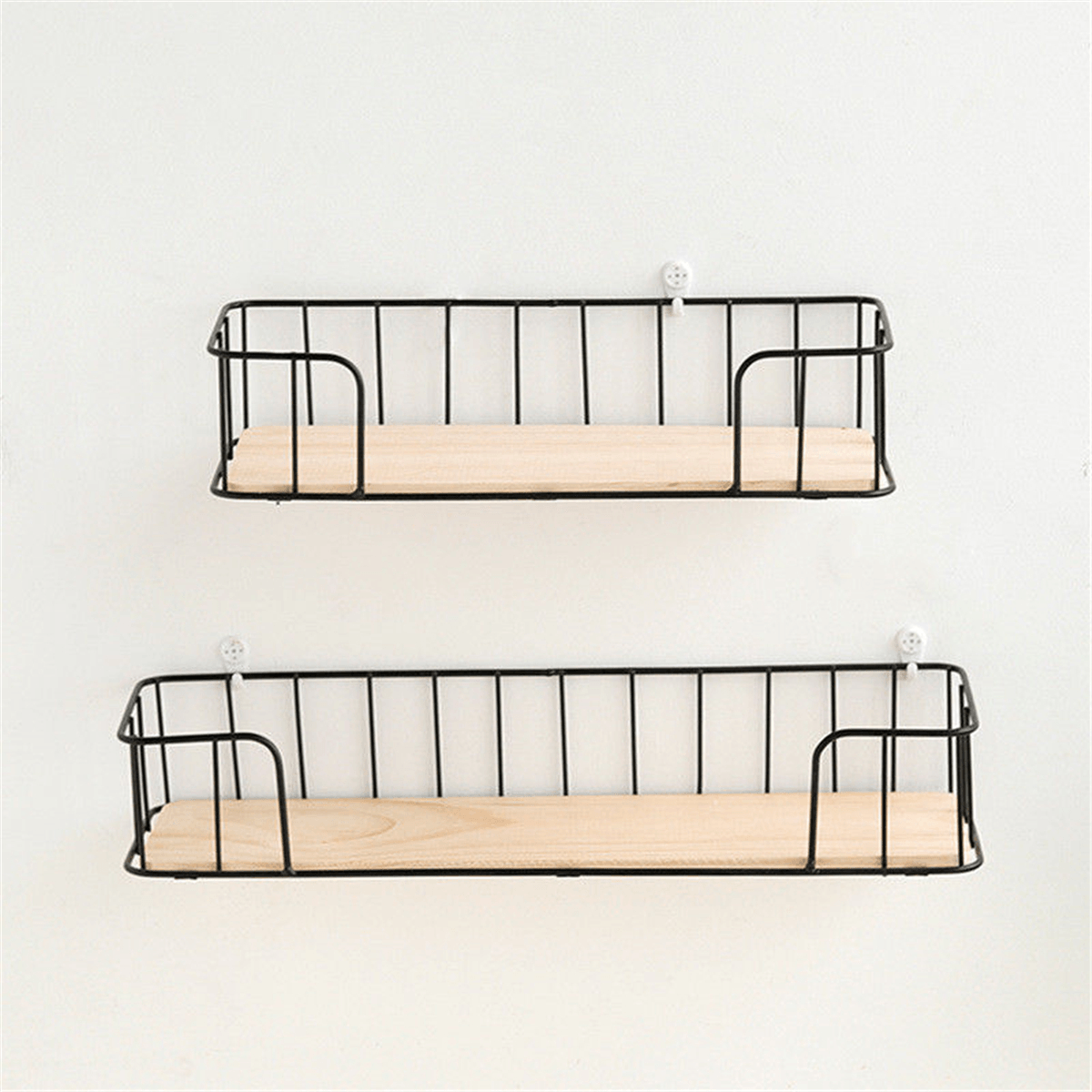 Industrial Metal Wire Wood Wall Kitchen Modern Loft Dorm Storage Rack Shelf Room Decor MRSLM