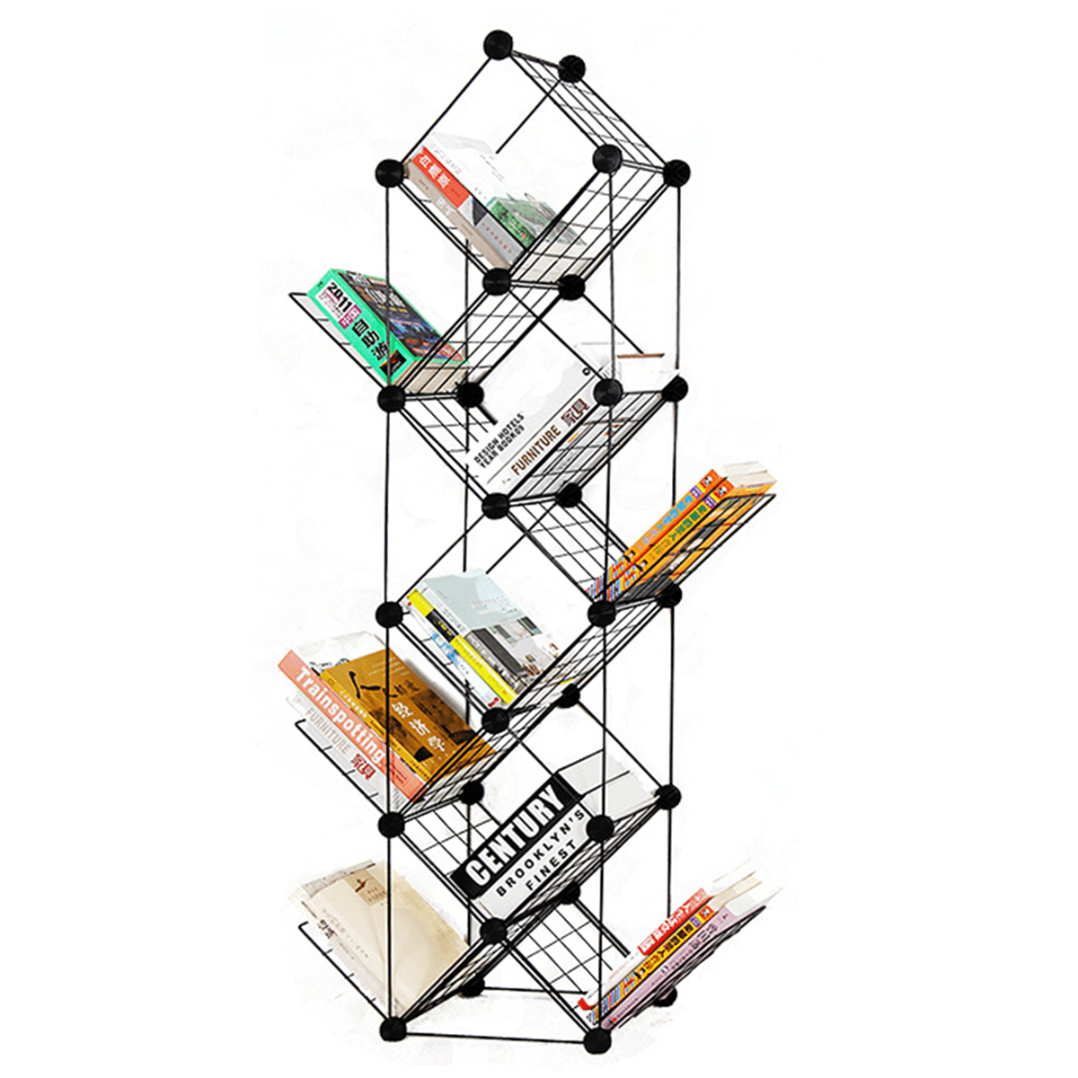 7/9 Tiers Multilayer Combination Wrought Iron Bookshelf File Holder Storage Rack Bookcase Storage Shelf Organizer Home Decorations MRSLM