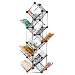 7/9 Tiers Multilayer Combination Wrought Iron Bookshelf File Holder Storage Rack Bookcase Storage Shelf Organizer Home Decorations MRSLM