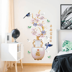 Miico SK9335 Vase Painting Sticker Living Room Bedroom Door Background Decorative Wall Sticker MRSLM