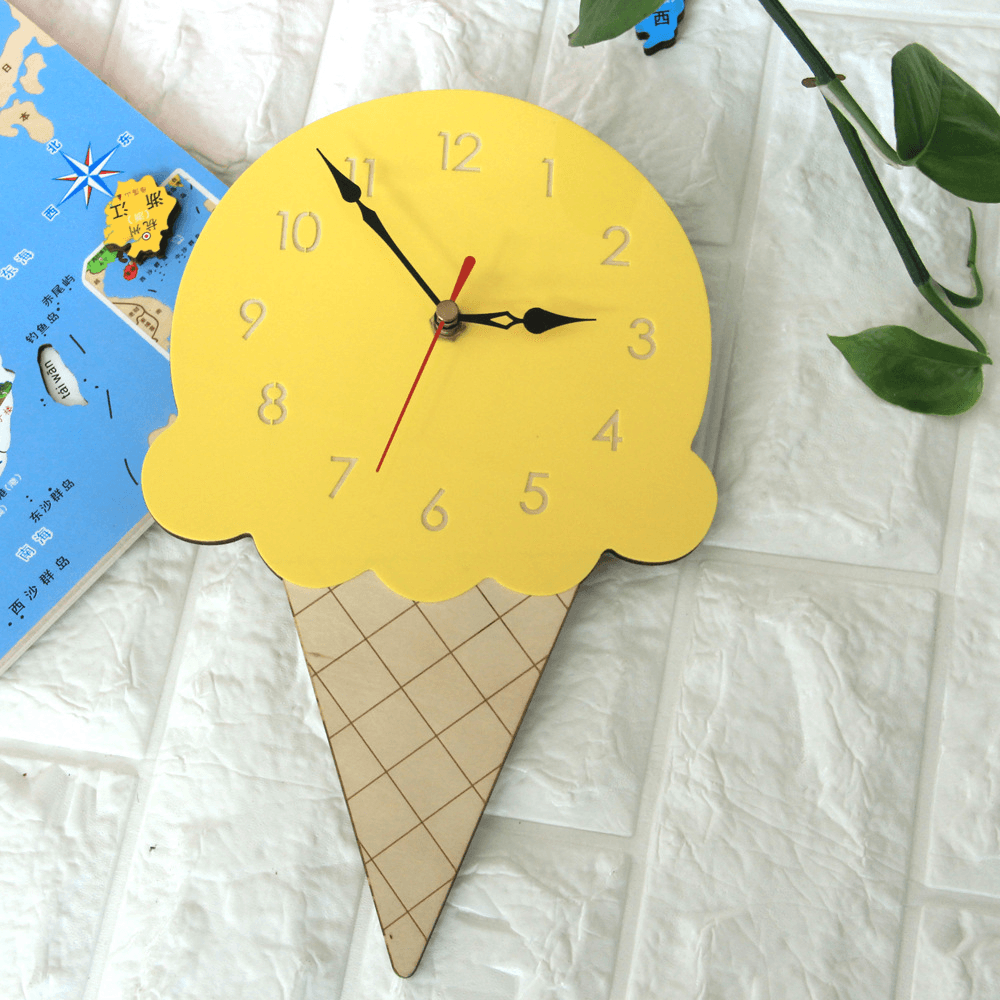 Home Cartoon Creative Wall Clock Living Room Acrylic Ice Cream Children'S Clock MRSLM