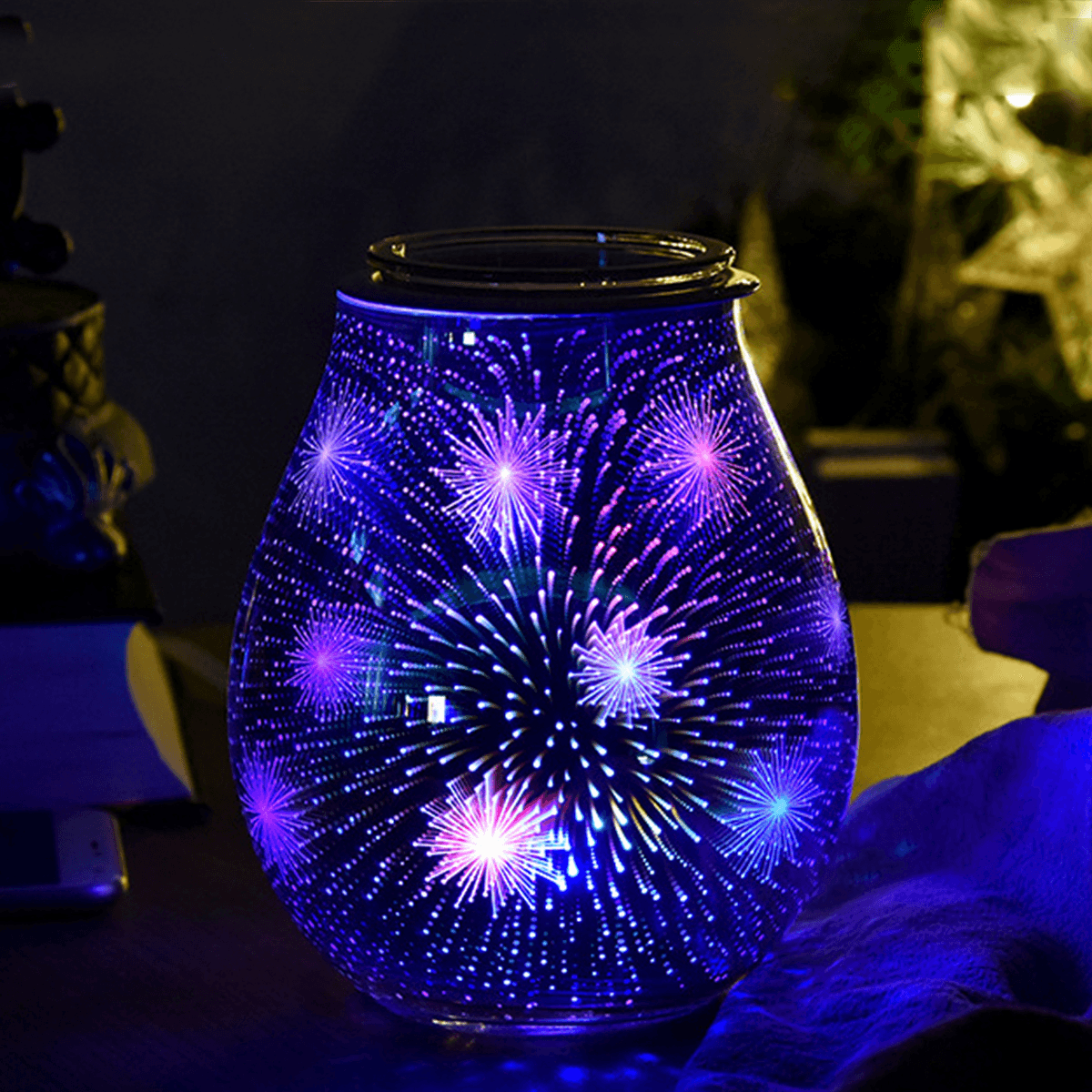 3D Glass Electric Aromatherapy Lamp Firework Pattern Colorful Lights Home Aromatherapy Machine MRSLM