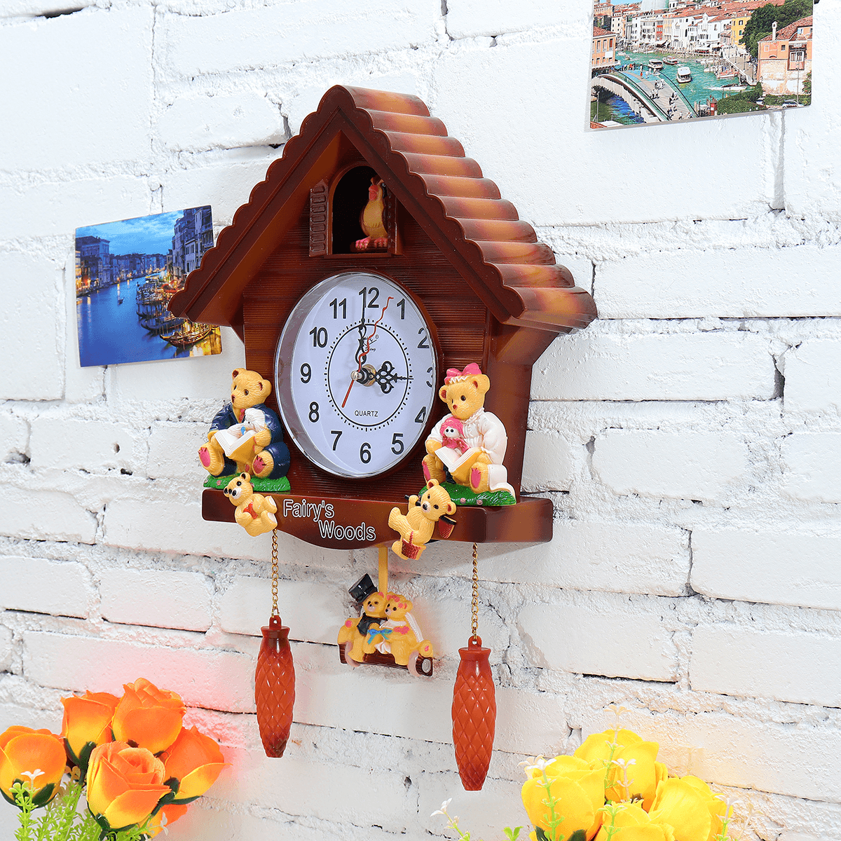 Antique Wooden Cuckoo Wall Clock Bird Time Bell Swing Alarm Watch Wall Home Decor MRSLM