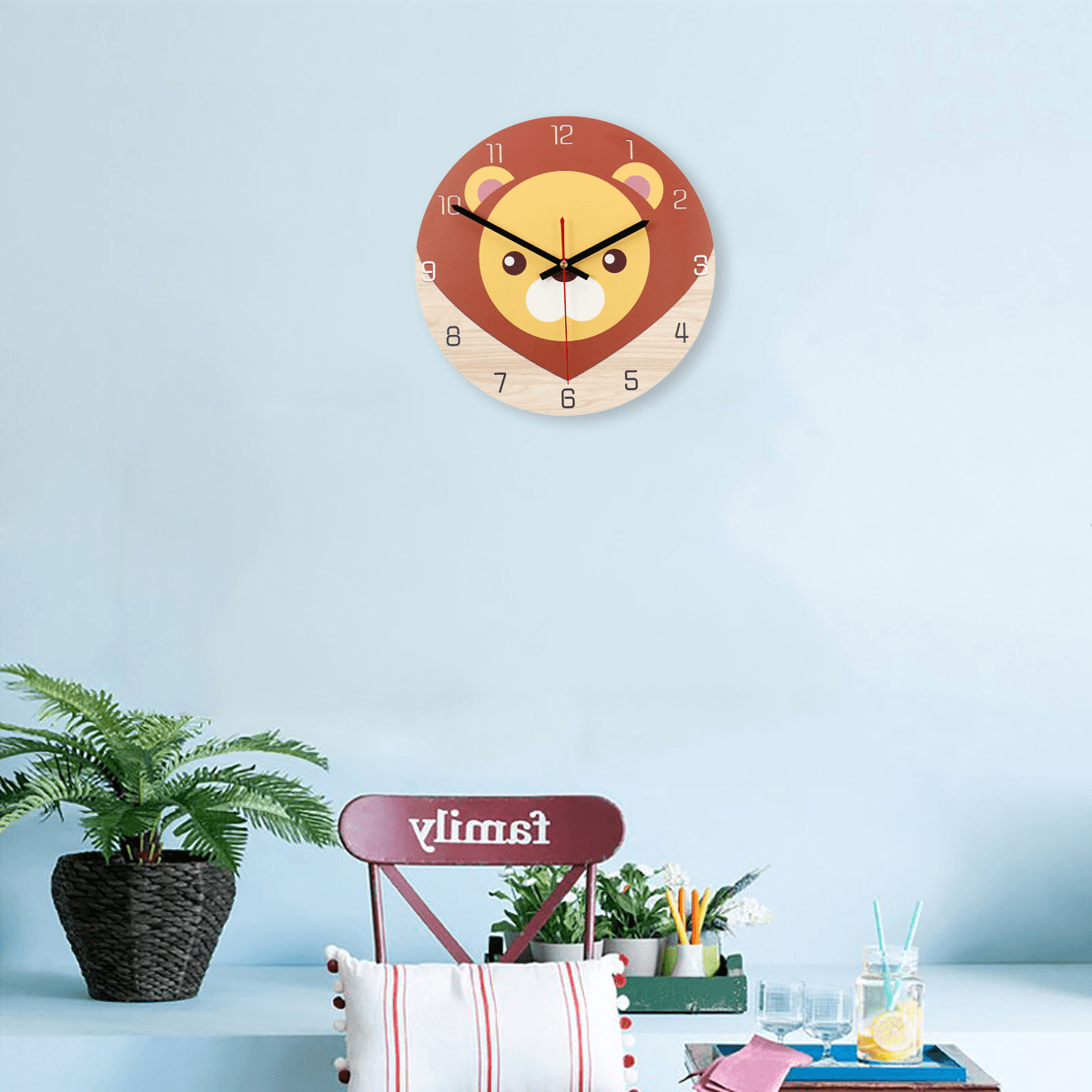 28Cm Animal Mute round Wall Clock Modern Home Living Room Kitchen Watch Decor MRSLM