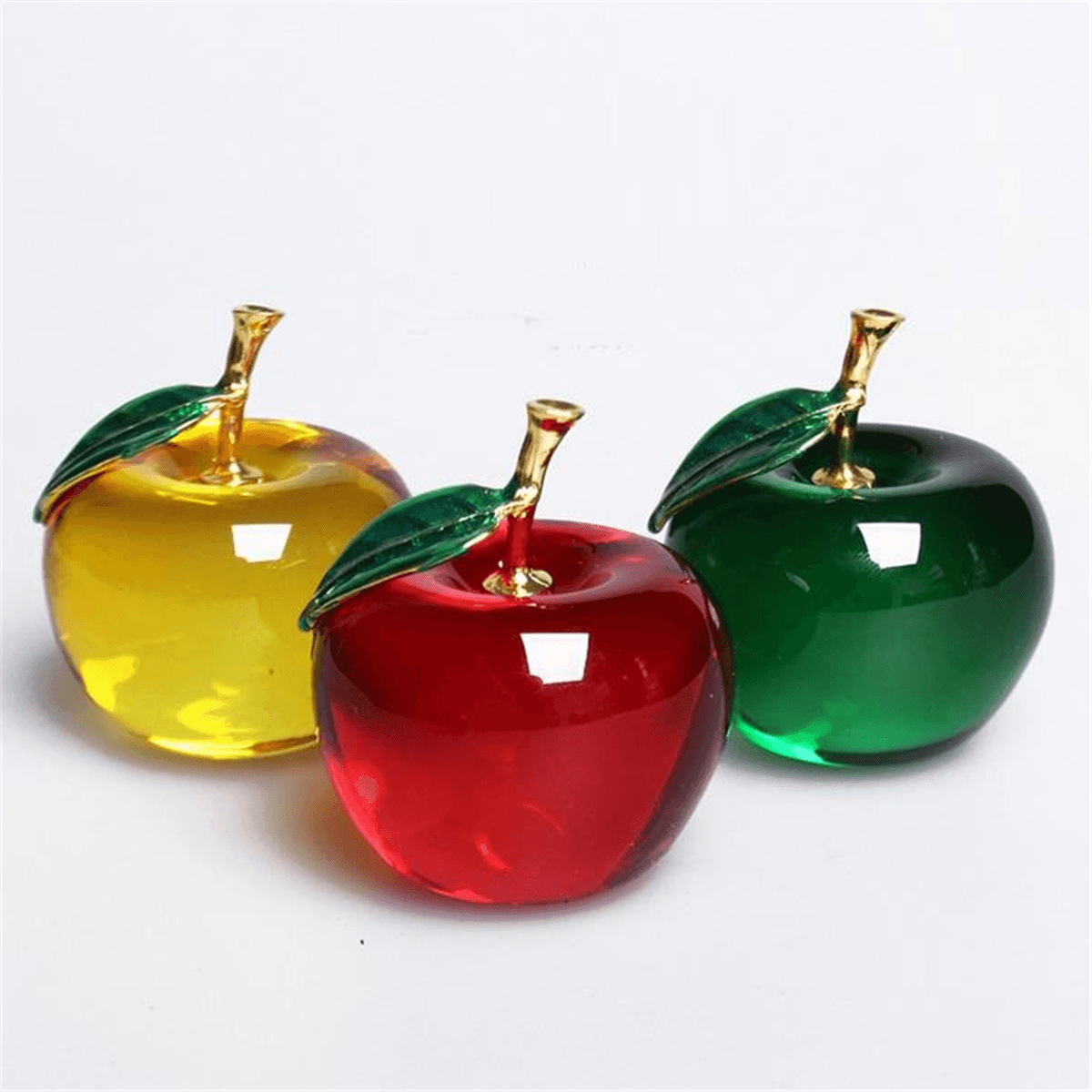 3D Glaze Crystal Apple Figurine Glass Paperweight Wedding Favor Decor 60Mm/50Mm MRSLM