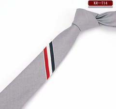 Men'S and Women'S British Super Narrow Casual Quality Cotton Tricolor Tie dylinoshop