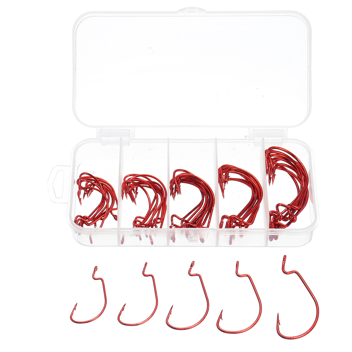 50PCS Three-Color Fishing Hooks Light Portable Fishing Hooks with Storage Box MRSLM