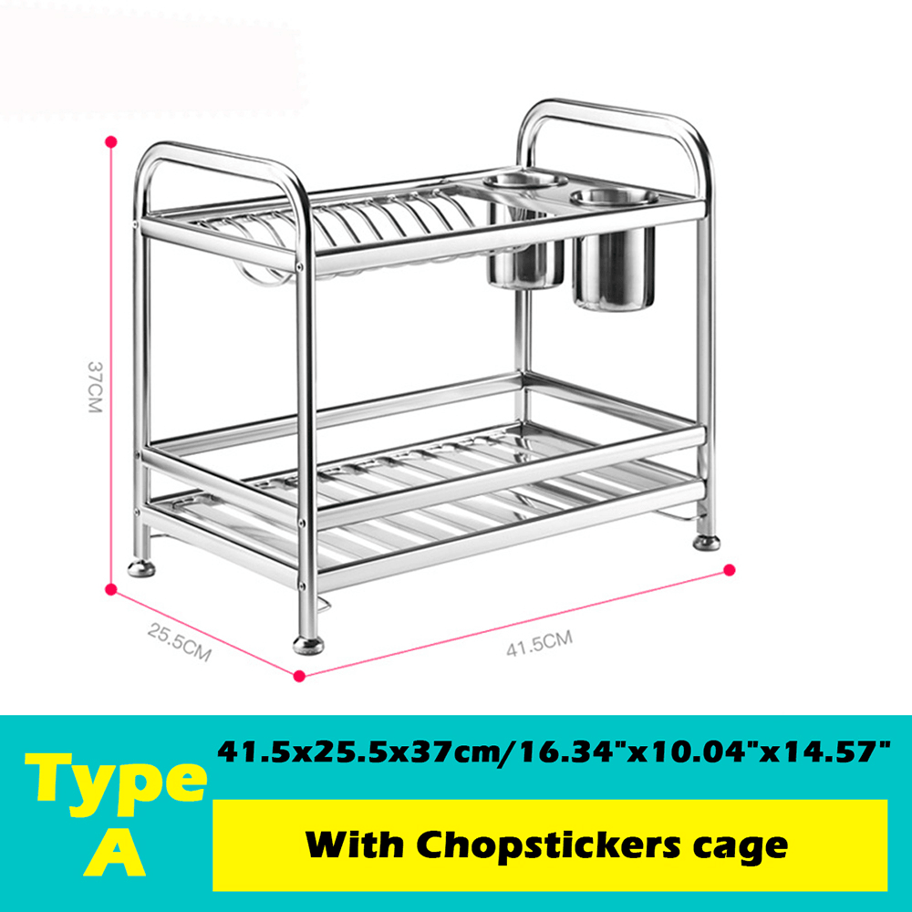 Double Layer Stainless Steel Kitchen Storage Rack Storages Household Arrangement for Kitchen Dishes MRSLM