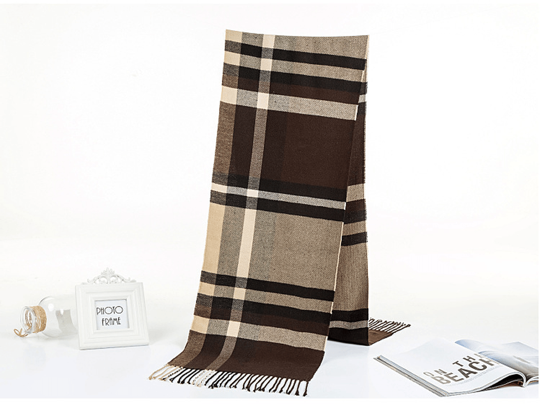 All-Match Simple Men'S Plaid Warm Scarf dylinoshop