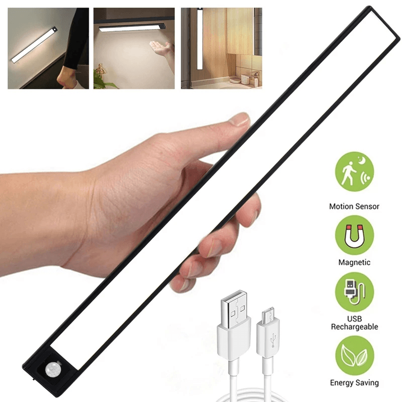 20/40/60CM Body Sensing Small Night Light USB Charging Lamp LED Portable Strip Light for Bedroom Wardrobe Bookcase Stairs dylinoshop