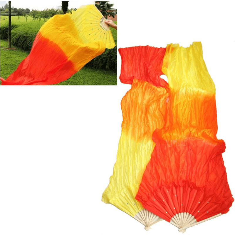 1.8M Multicolor Belly Dance Fan Bamboo Long Silk Fans Dance Performance Supplies dylinoshop