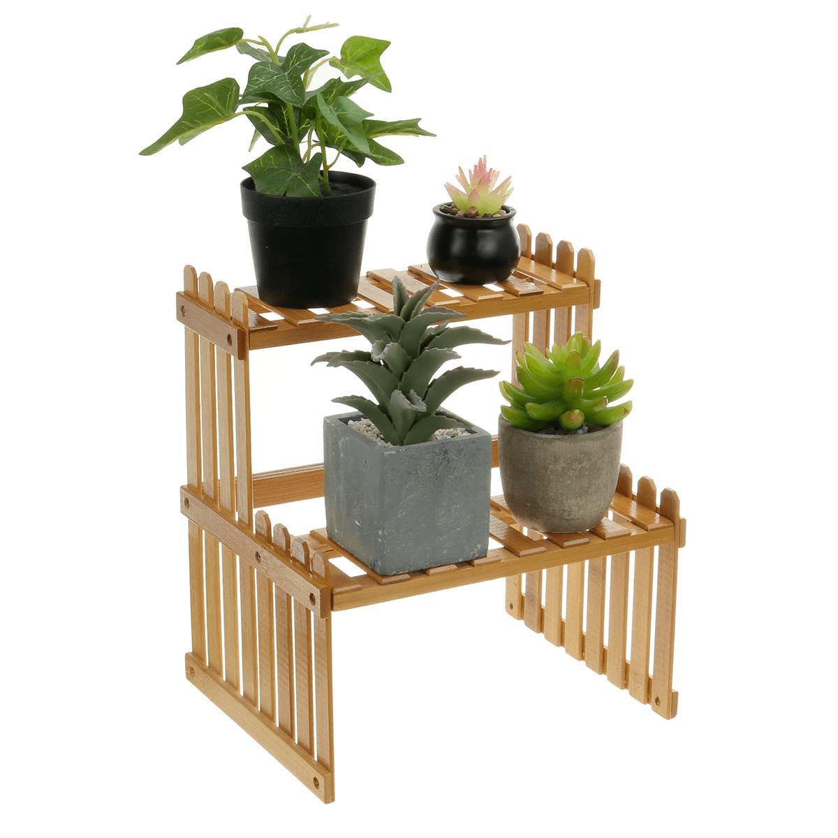 2 Tiers Succulent Plant Flower Bonsai Pot Shelf Display Storage Desk Rack Holder Mini Bookshelf dylinoshop