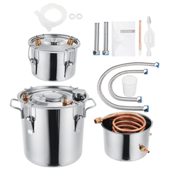 2/3/5/8 Gallons Moonshine Still Spirits Kit Water Alcohol Distiller Copper Tube Boiler Home Brewing Kit with Thumper Keg Stainless Steel dylinoshop