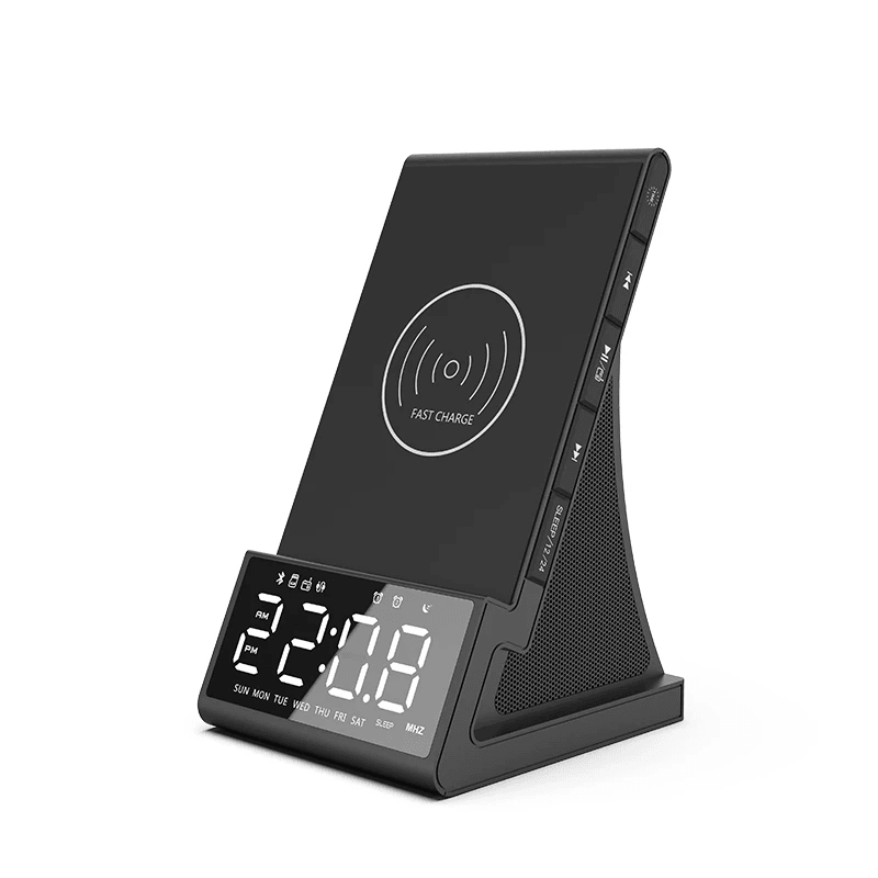 Bluetooth 5.0 Wireless Clock Charging Dock Stand Fm Radio Bluetooth Speaker USB Fast Charger LED Alarm Clock for Home Decor MRSLM