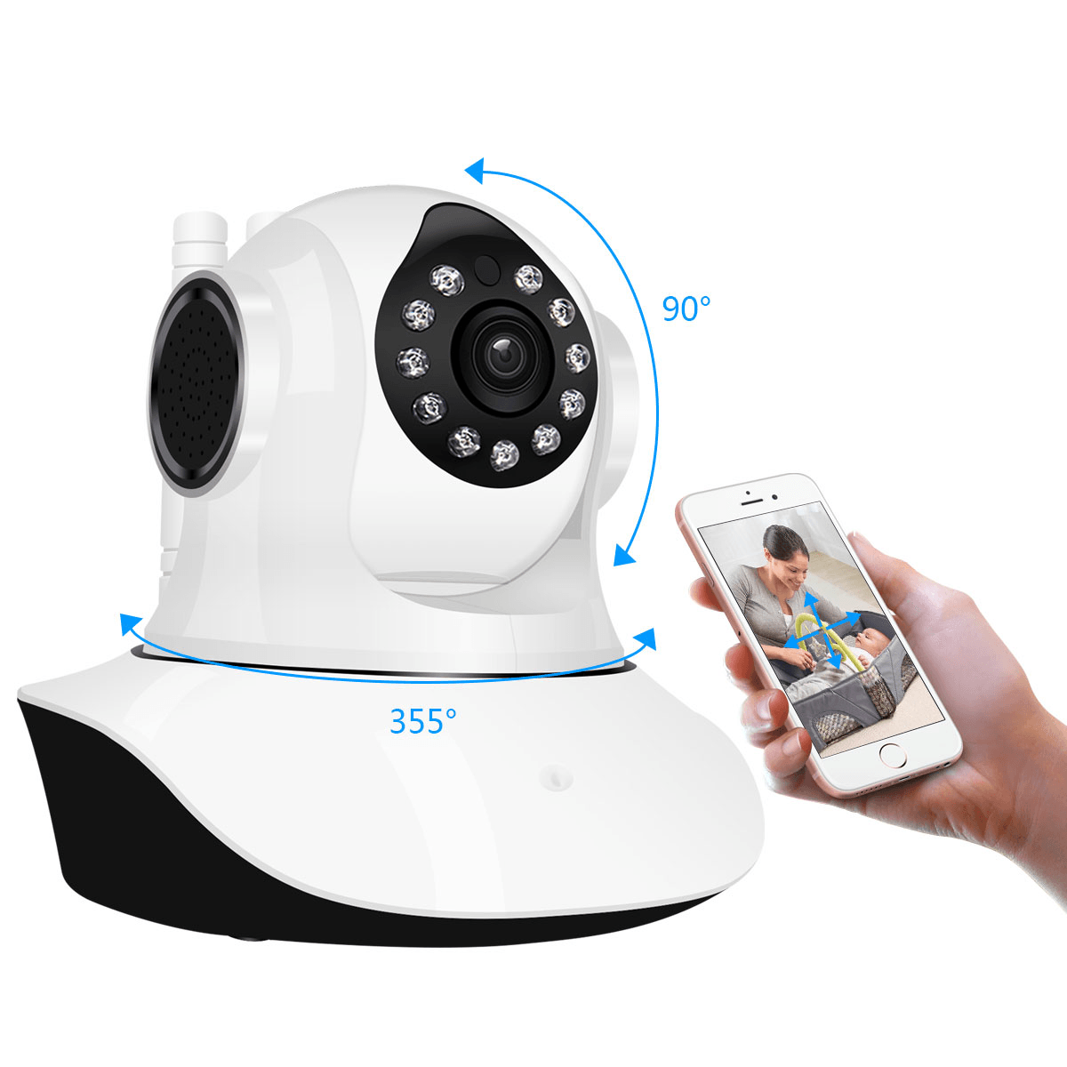 Jooan C6C HD 1080P WIFI IP Camera 11 LED PT 360° Built-In Antenna IP Camera Moving Detection Two-Way Audio Baby Monitors MRSLM