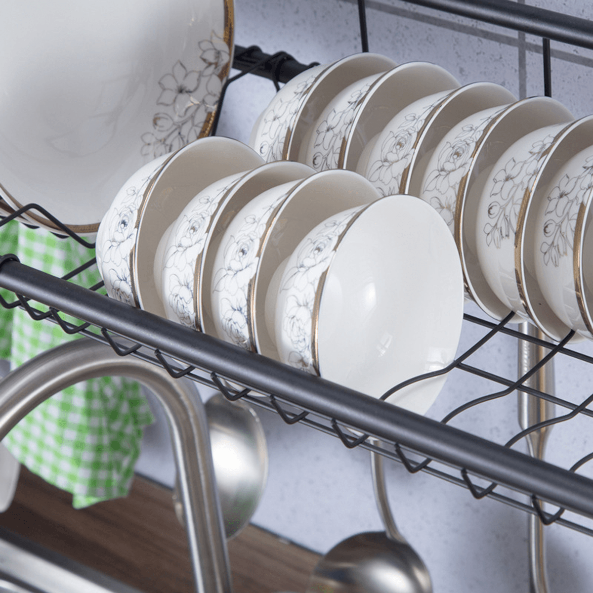 60/70/80/90Cm 304 Stainless Steel Rack Shelf Double Layers Storage for Kitchen Dishes Arrangement MRSLM