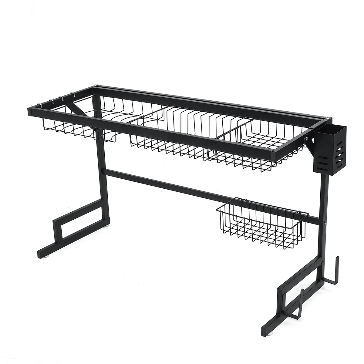 2 Tier Dish Drainer over Double Sink Drying Rack Draining Tray Fruit Plate Bowl Kitchen Storage Rack dylinoshop