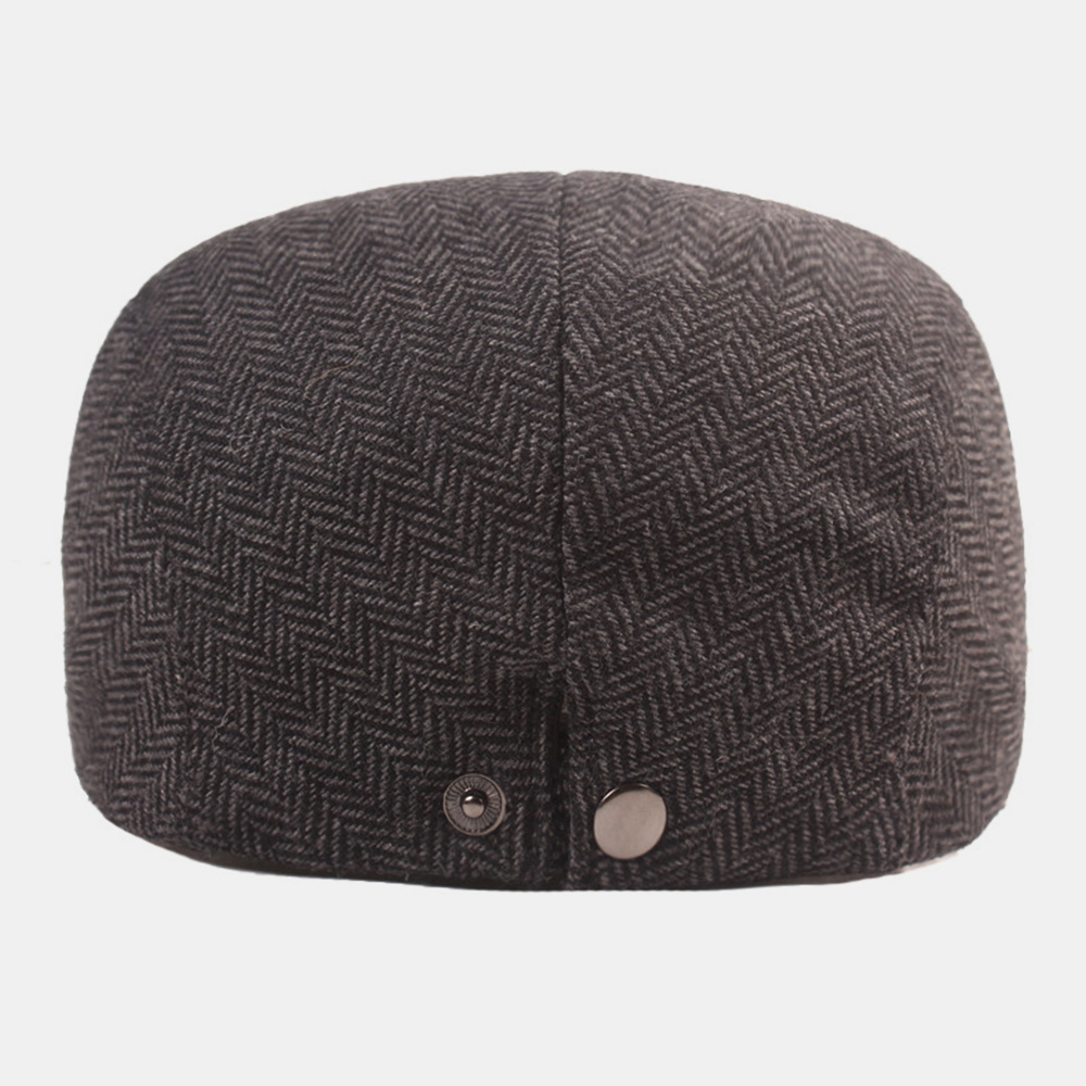 Men Cotton Herringbone Pattern Warmth Driver Hat Casual Adjustable Sunshade Forward Hat Beret Flat Cap dylinoshop