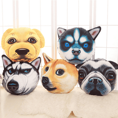 Creative Funny 3D Dog Cat Head Pillow PP Cotton Simulation Animal Cushion Birthay Gift Trick Toys MRSLM