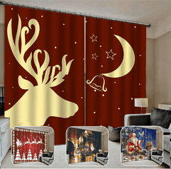 132*160Cm Christmas Printed Curtains Blackout Window Curtains for Living Room Christmas Decoration dylinoshop