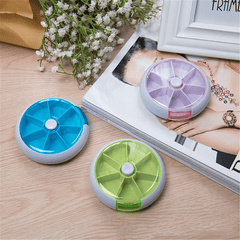 7 Cases round Pill Box 7 Days Plastic Storage Box Rotating Portable Pill Box Case MRSLM