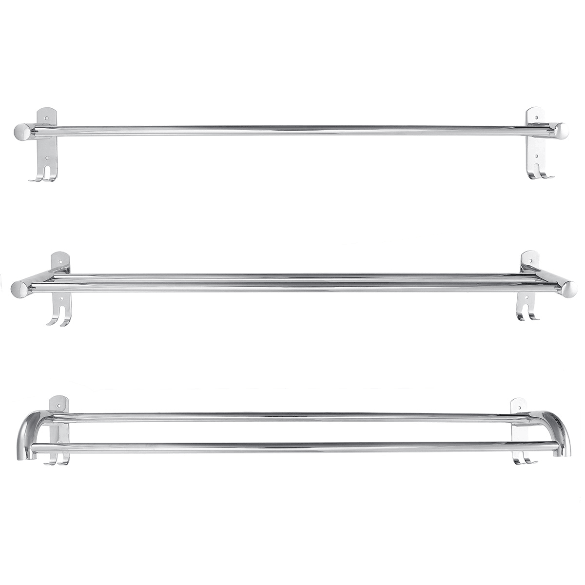 80Cm Stainless Steel Single Double Shelf Wall Mounted Bath Towel Rail Rack for Bathroom Storage Shelf Towel Racks MRSLM