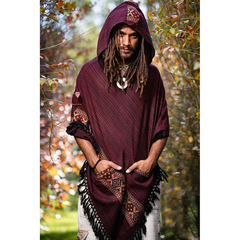 Hooded Cloak Shawl Ethnic Style Hedging Fringed Big Shawl Male dylinoshop