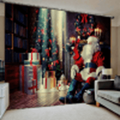 132*160Cm Christmas Printed Curtains Blackout Window Curtains for Living Room Christmas Decoration dylinoshop