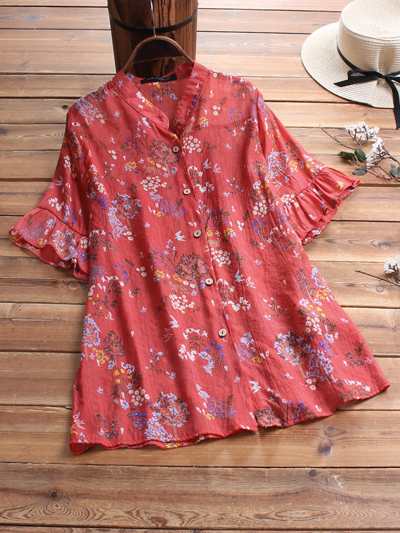 Floral Print Vintage Blouse dylinoshop