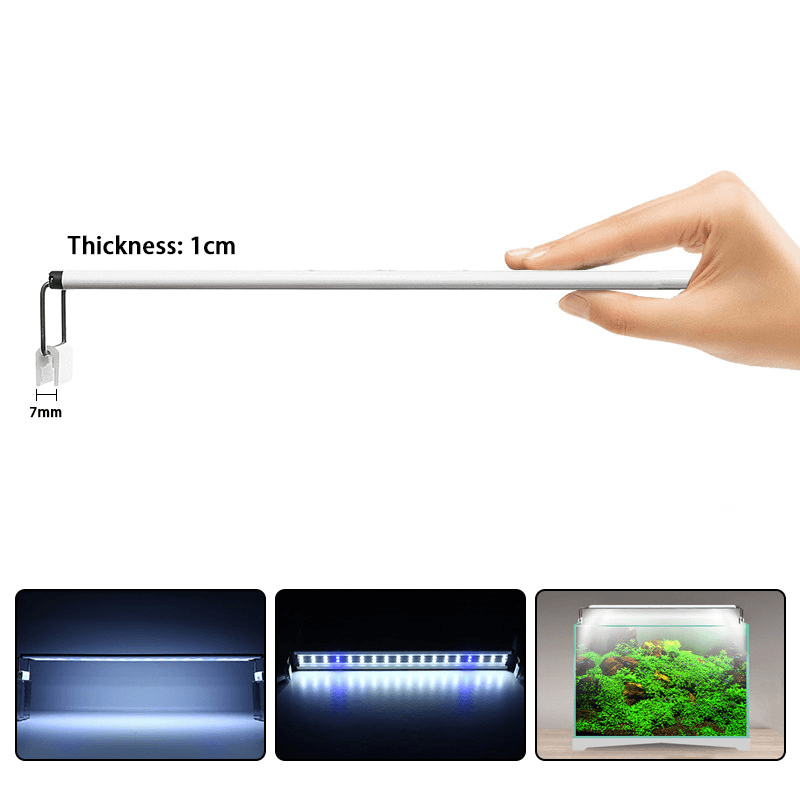 3/5/7/9W Fish Tank Light 220V LED Energy-Saving Blue+White Light Line Switch MRSLM