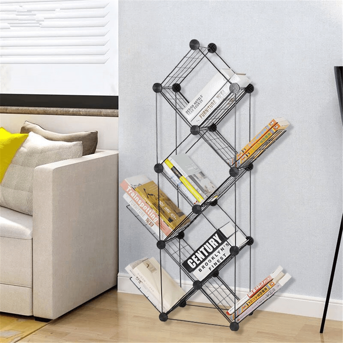 7/9 Tiers Multilayer Combination Wrought Iron Bookshelf File Holder Storage Rack Bookcase Storage Shelf Organizer Home Decorations MRSLM