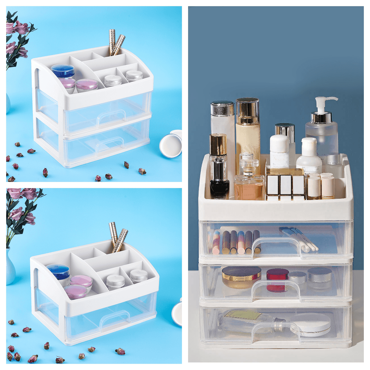 1/2/3 Layers Clear Desktop Comestics Makeup Storage Drawer Organizer Box Container dylinoshop