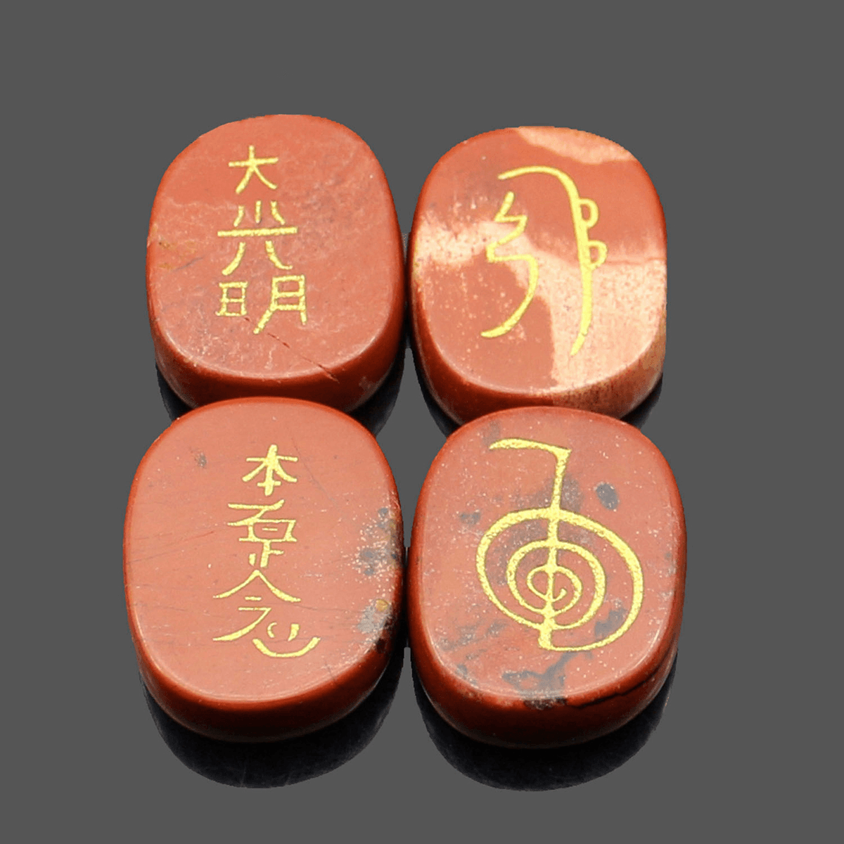 4PCS Engraved Usui Reiki Symbol Healing Energy Sanskrit Palm Crystal Stone Set Stone Decorations MRSLM