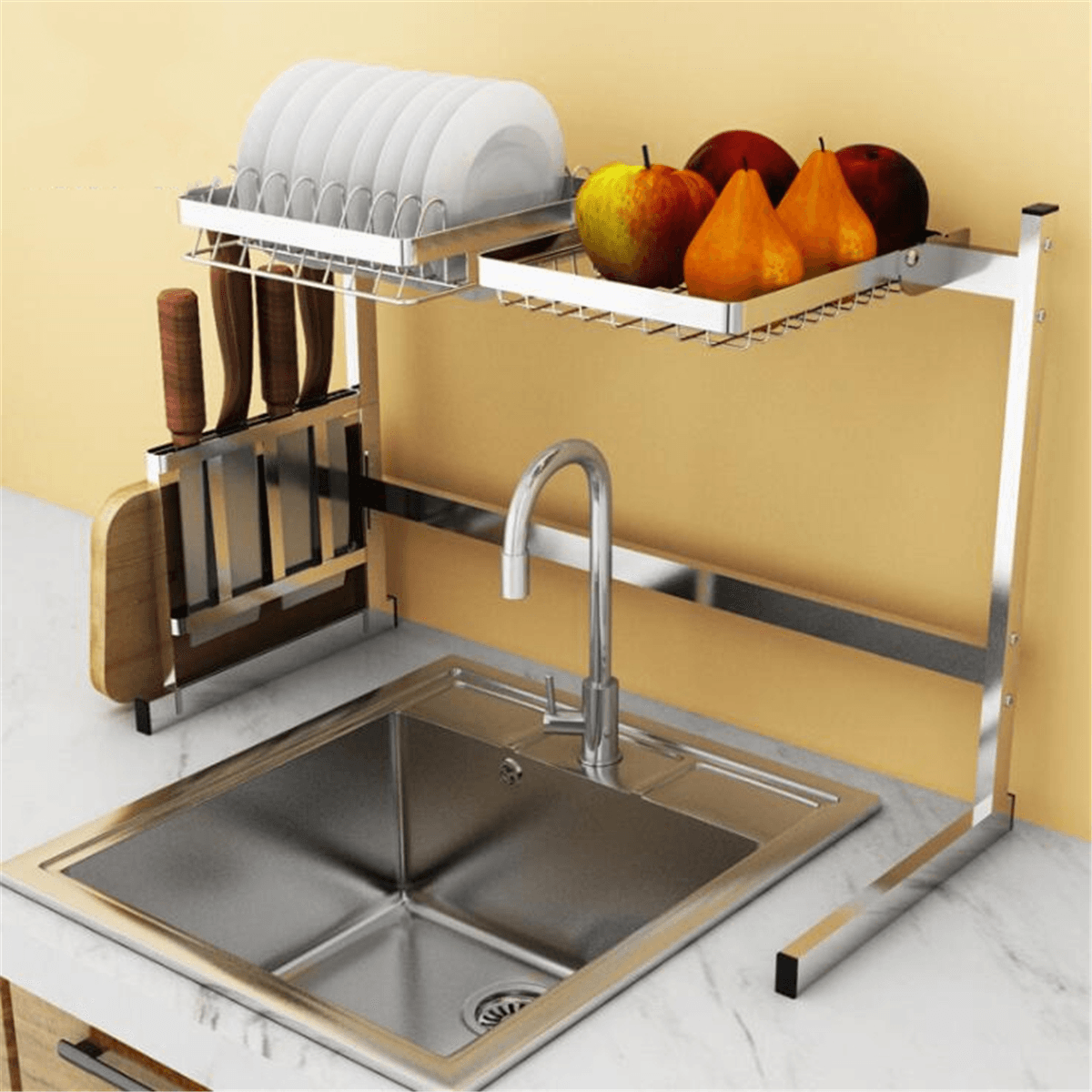 Stainless Steel Kitchen Dish Drying Rack Dish Drainer Rack Storage Shelf Rack Cup Plate Dish Rack Holders Organizer MRSLM