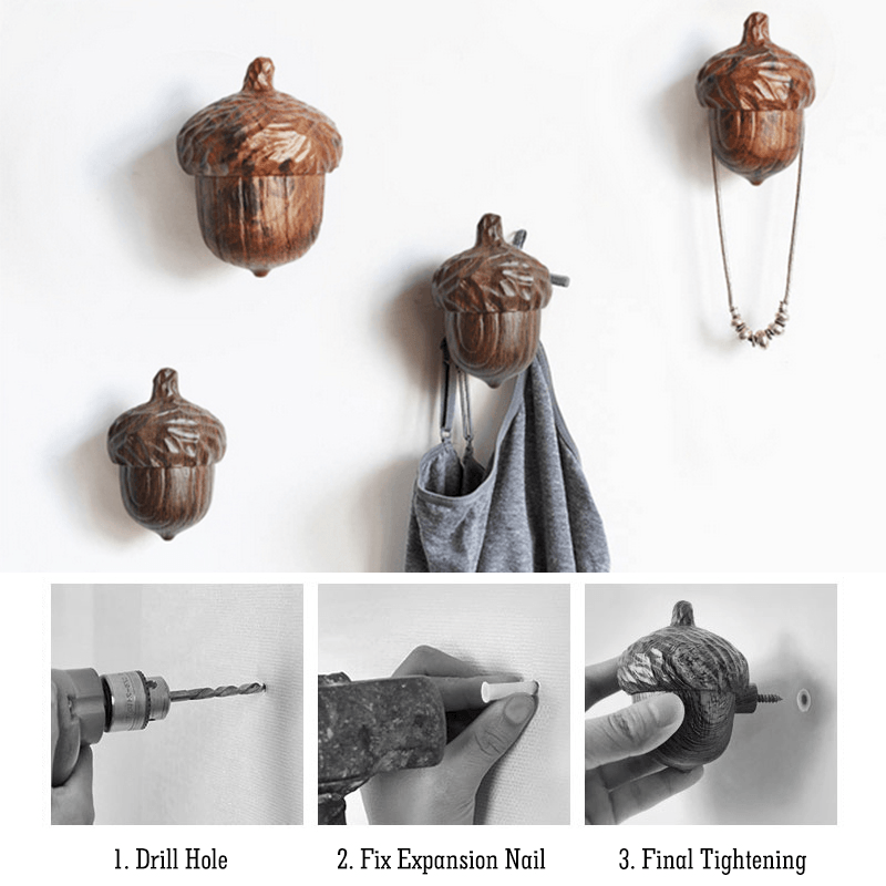 Vintage Resin Pincone Hanger Wall Mount Home Bathroom Cloth Towel Hanging Storage Holder MRSLM