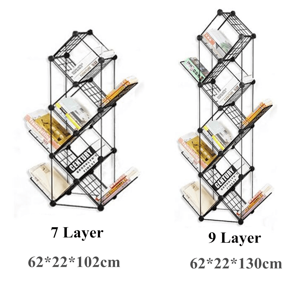 7/9 Tiers Multilayer Combination Wrought Iron Bookshelf File Holder Storage Rack Bookcase Storage Shelf Organizer Home Decorations MRSLM