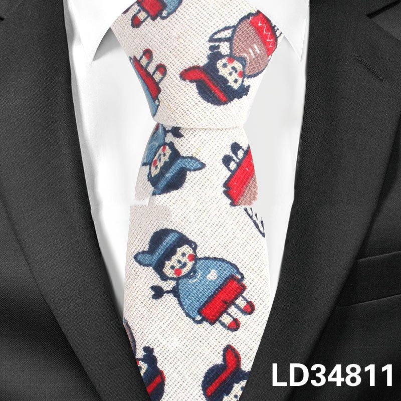 Cartoon Men and Women Tie Cotton, Linen Animal and Plant Print Tie Narrow Version 6Cm dylinoshop