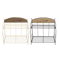 Brown / White 2-Layers Metal Iron Storage Rack Decorative Storage Shelf MRSLM