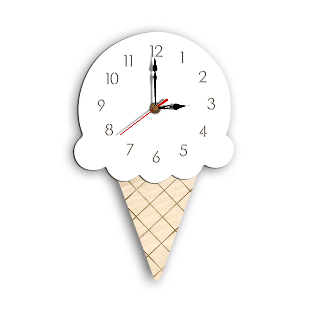 Home Cartoon Creative Wall Clock Living Room Acrylic Ice Cream Children'S Clock MRSLM