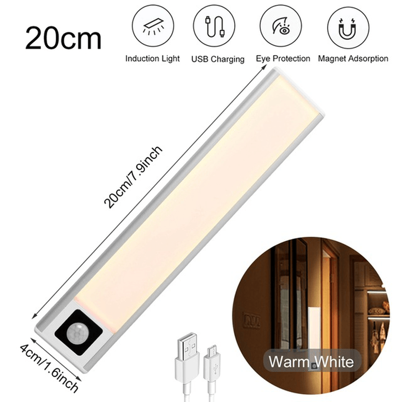 20/40/60CM Body Sensing Small Night Light USB Charging Lamp LED Portable Strip Light for Bedroom Wardrobe Bookcase Stairs dylinoshop