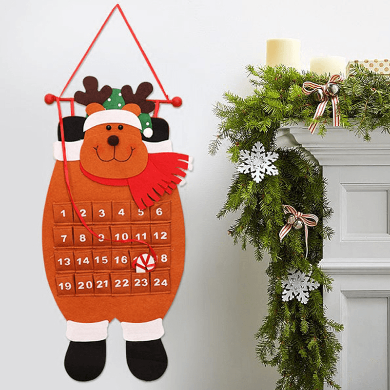 Christmas Countdown Calendar Snowman Deer Hanging Advent Calendar Decorations Home Decor MRSLM