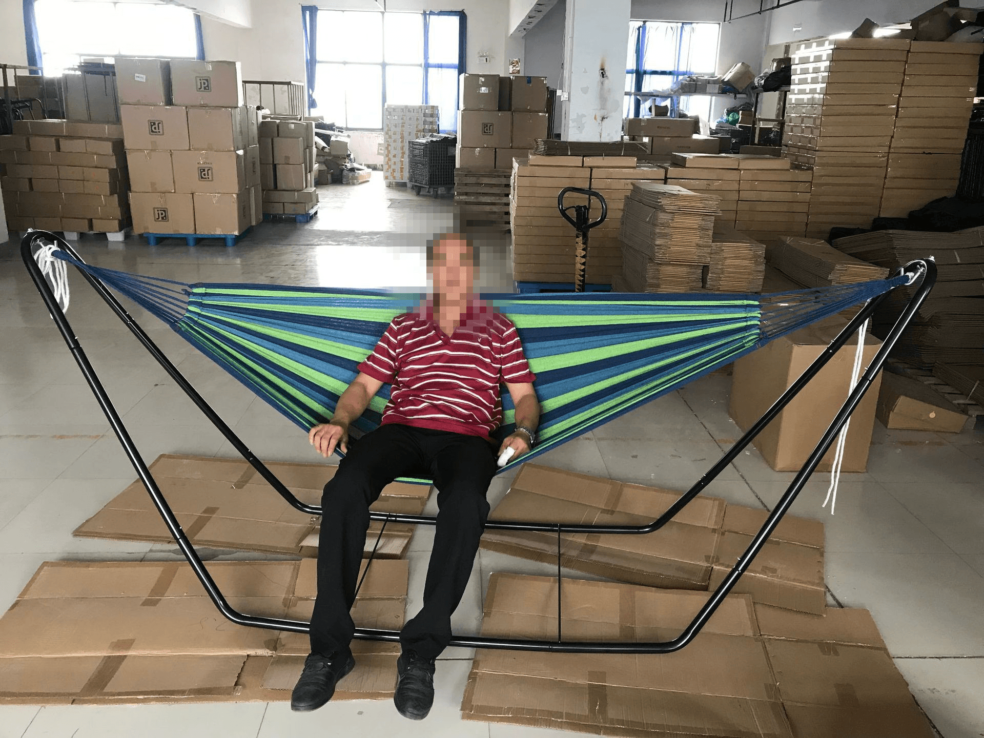 Red/Blue Portable Removable Hammock with Stand MRSLM