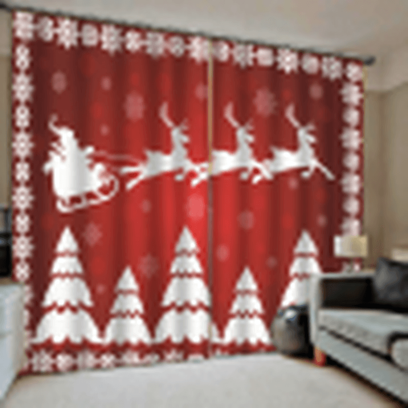 132*160Cm Christmas Printed Curtains Blackout Window Curtains for Living Room Christmas Decoration dylinoshop