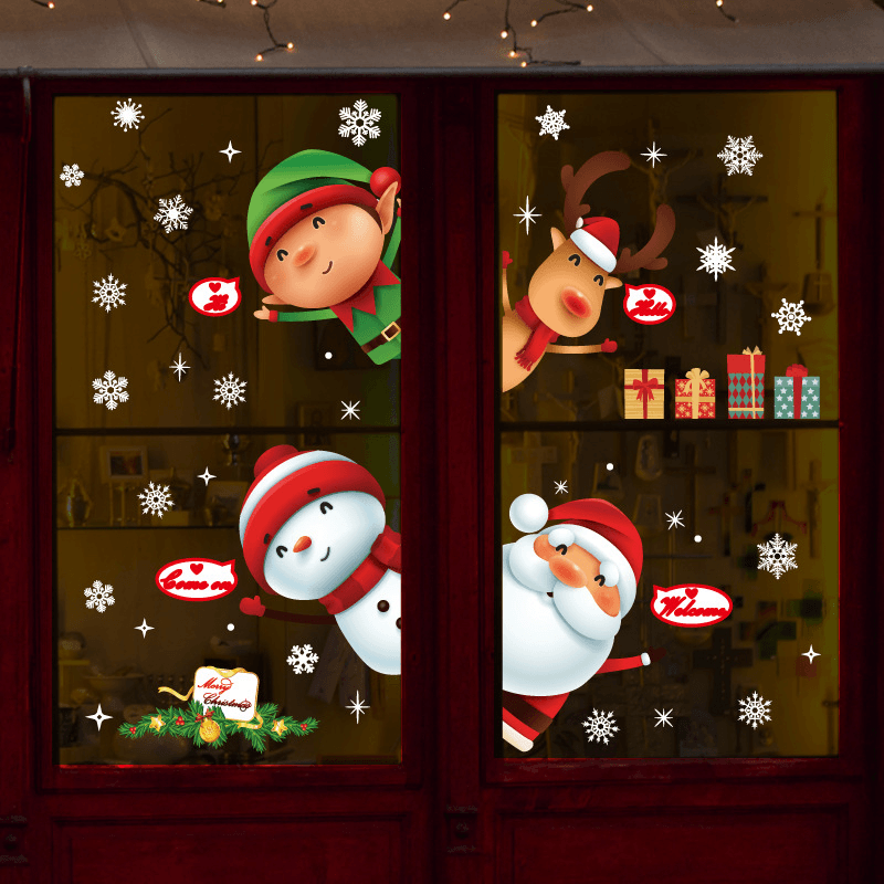 Miico SK9242 Christmas Sticker Window Door Wall Stickers Removable for Christmas Decoration MRSLM