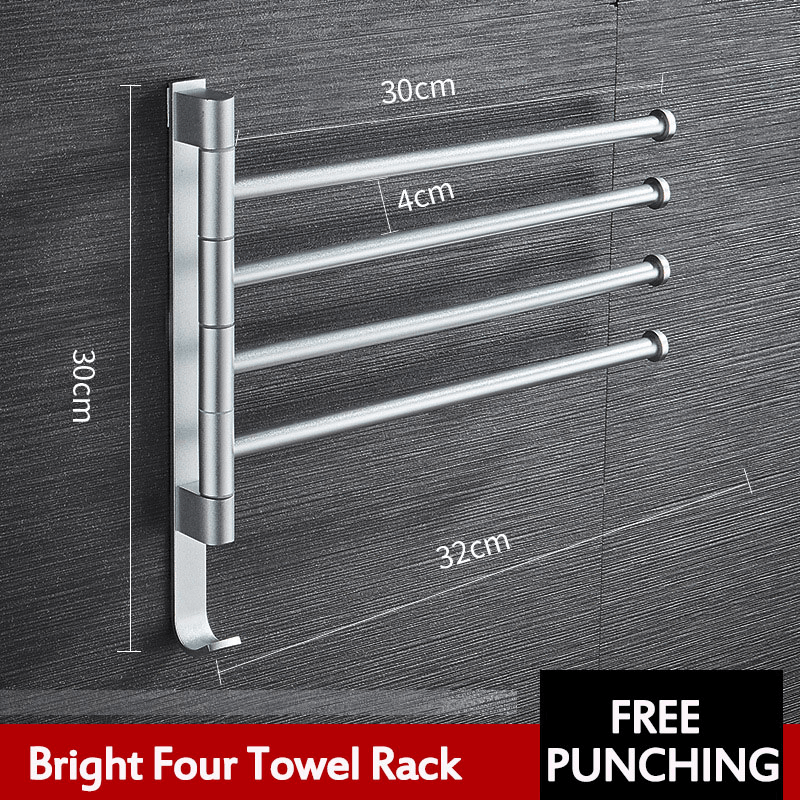 Aluminum Wall Mount Towel Rail Rack Rotatable Holders 2/3/4/5 Storage Hanger MRSLM