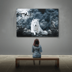 White Wolf Stone Canvas Wall Paintings Frameless Pictures Art Home Decor MRSLM