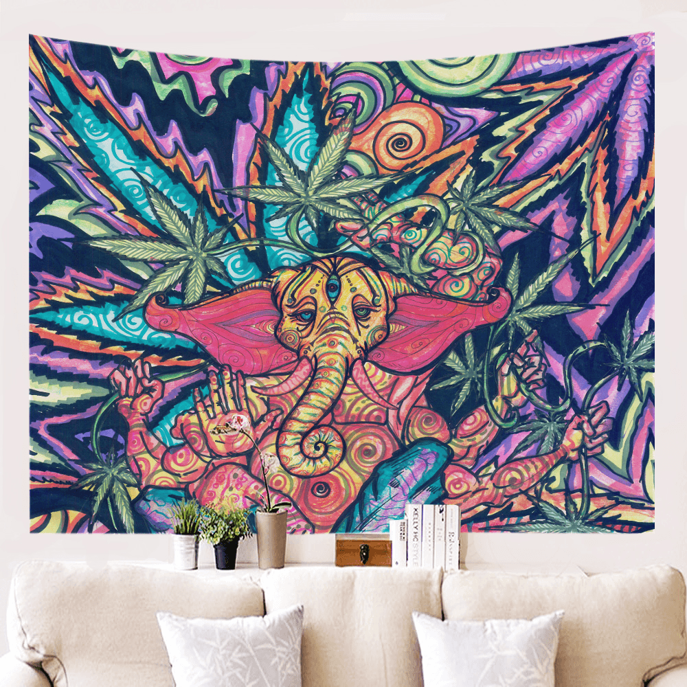 Mandala Tapestry Elephant Psychedelic Tapestry Animal Wall Hanging Bohemia Wall Tapestry Galaxy for Home Decor Hippie Blanket MRSLM