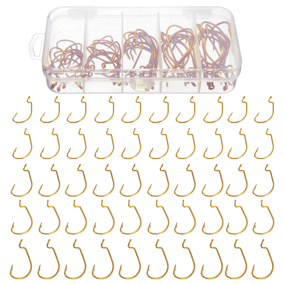 50PCS Three-Color Fishing Hooks Light Portable Fishing Hooks with Storage Box MRSLM